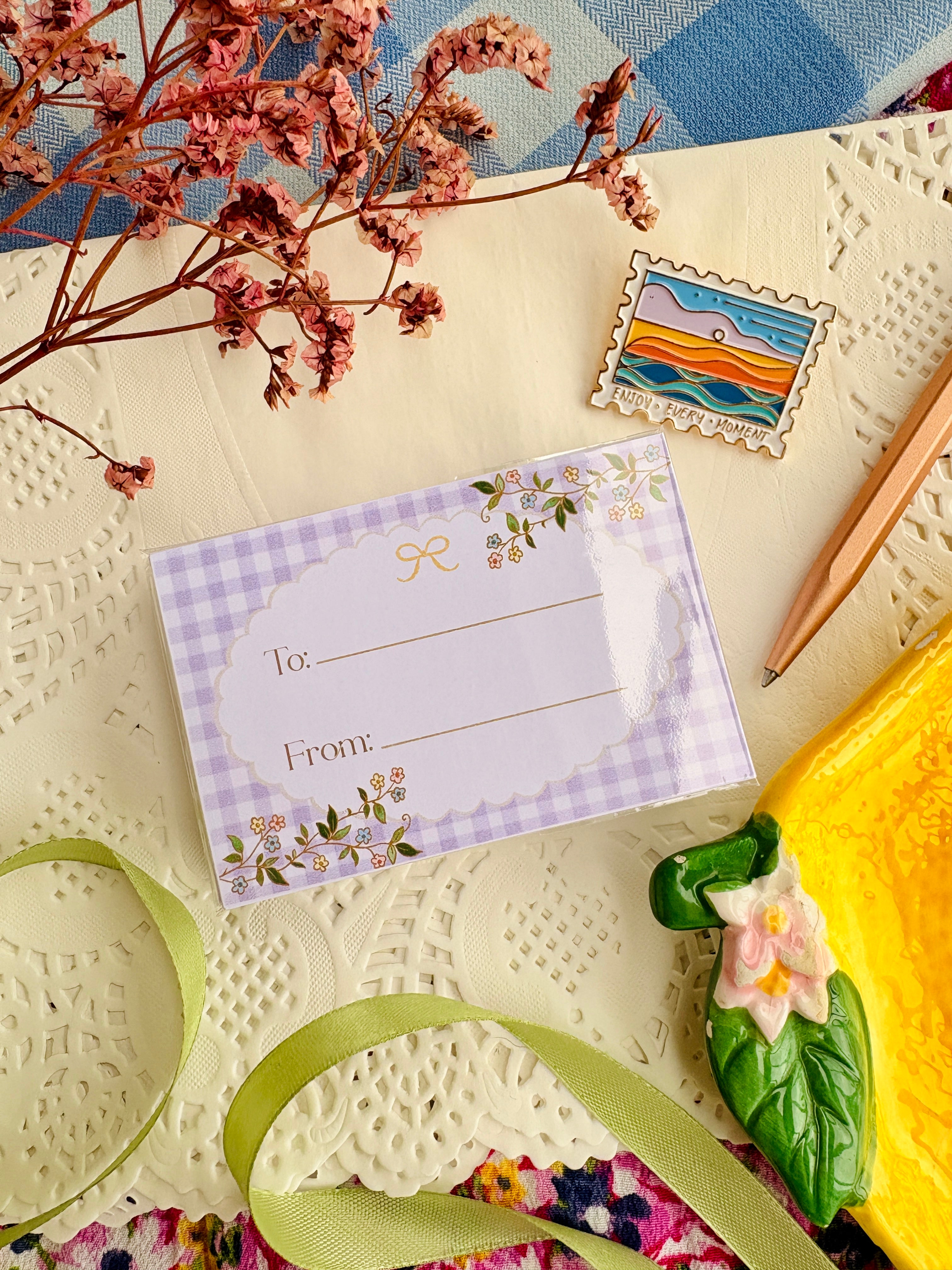 Lavender Gingham Gift Card Set