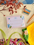 Rose Gingham Gift Card Set