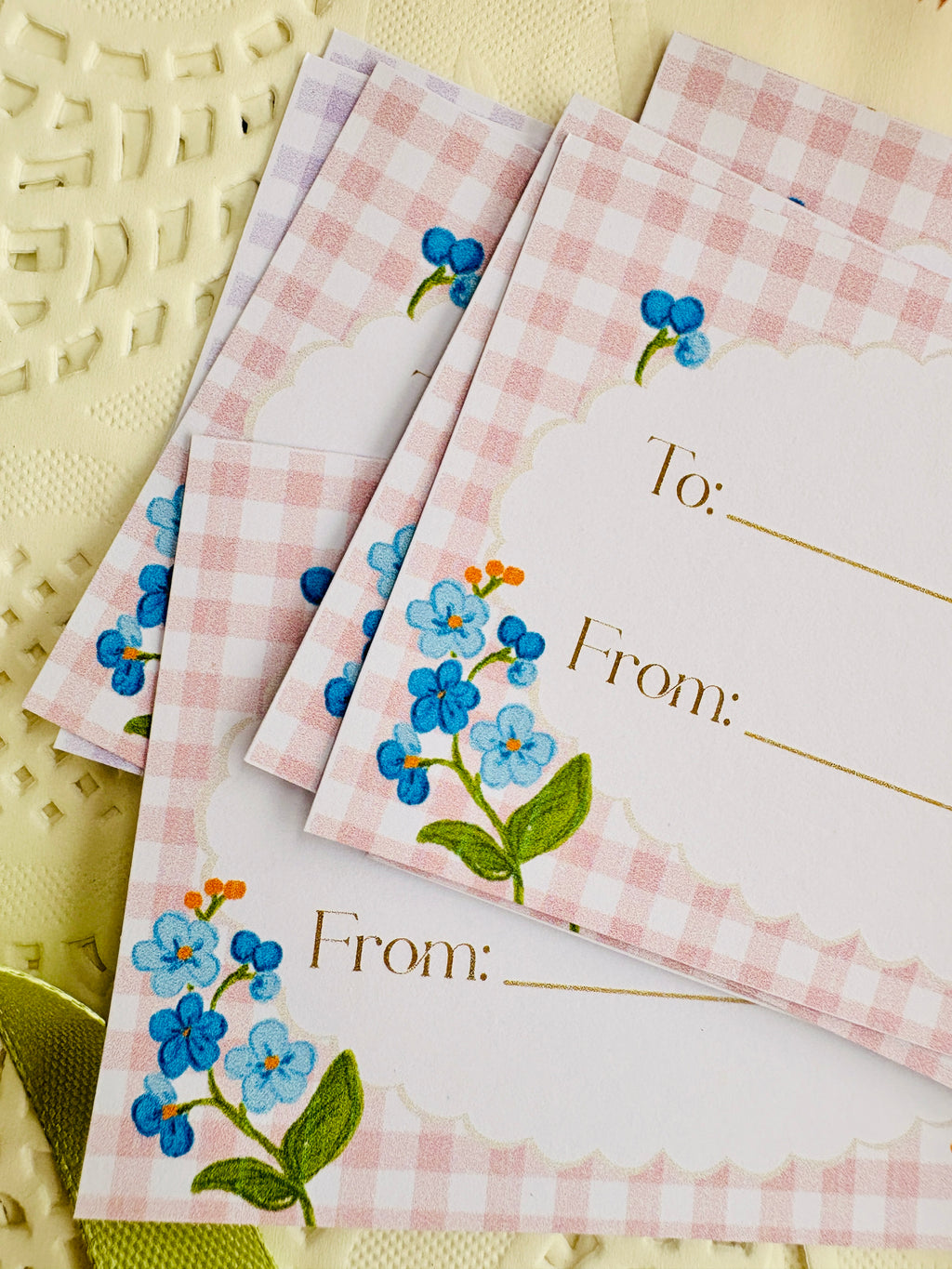 Rose Gingham Gift Card Set