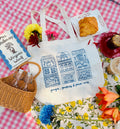 Pages, Pastries and Pour Over Embroidered Tote Bag