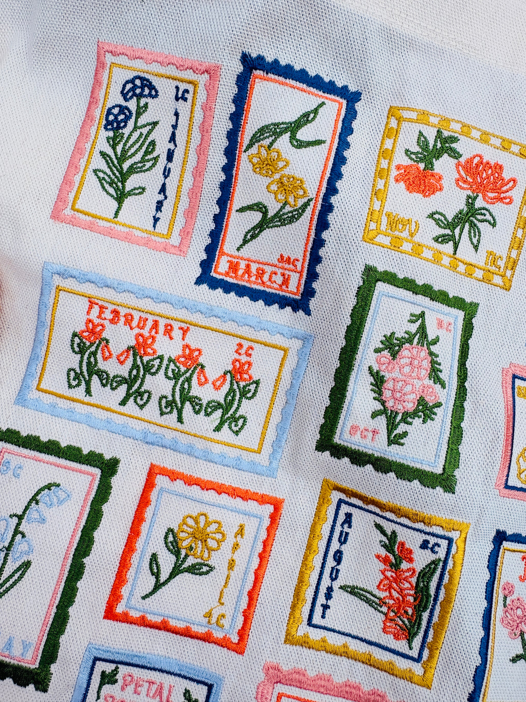 Petal Postage Embroidered Tote Bag