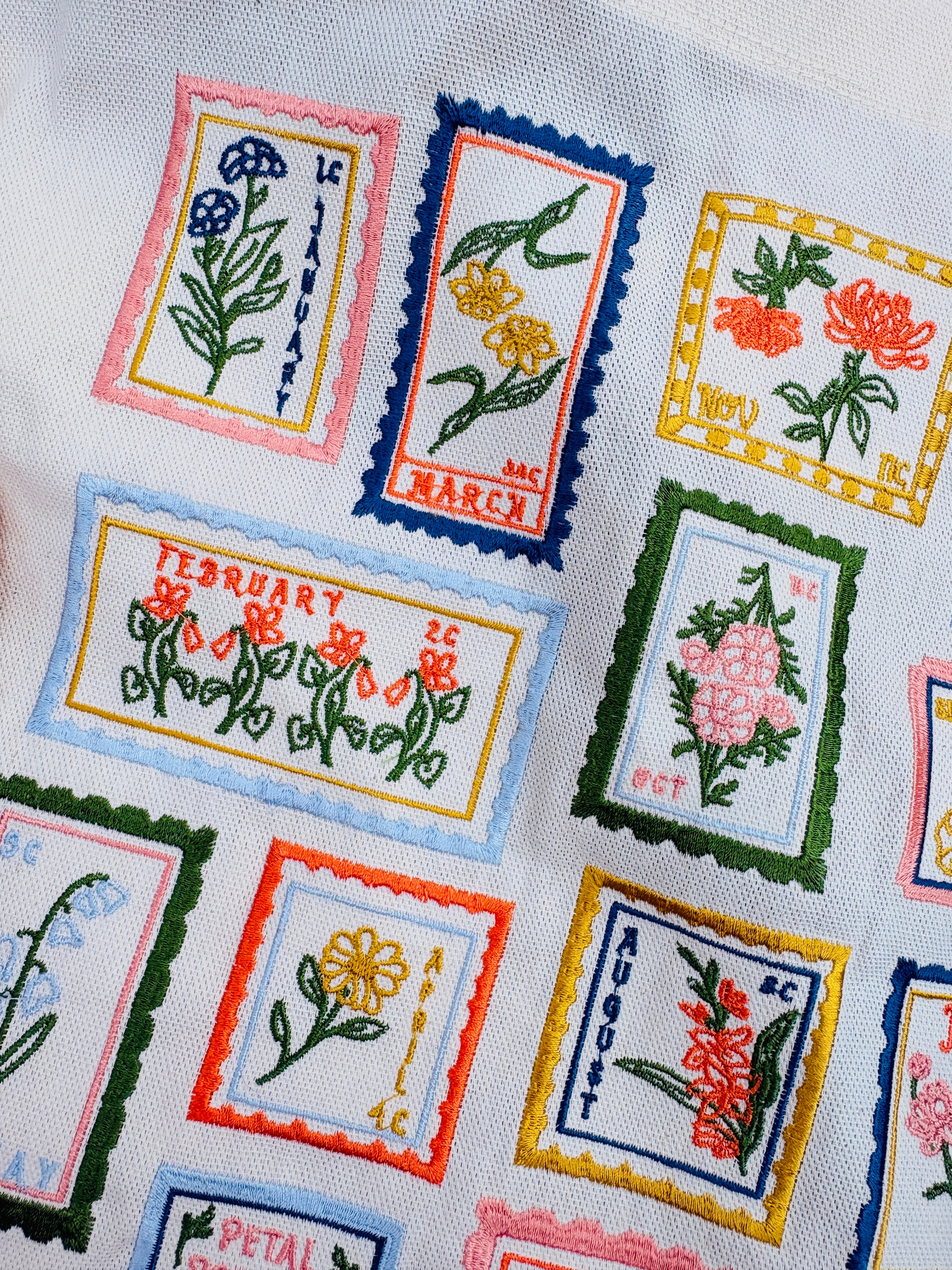 Petal Postage Embroidered Tote Bag