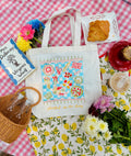 Steeped in Slow Living Embroidered Tote Bag